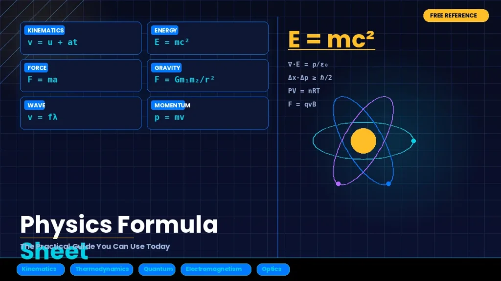 Physics Formula Sheet – Complete Reference Guide for Students