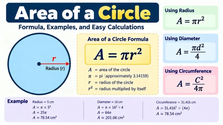 Area of a Circle: Formula, Examples & Easy Steps